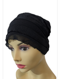 French Collection...Black Ruffle Super Soft Cap POPULAR