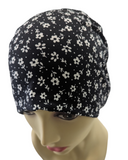 Energy Beanies - Black Creamy White Floral Print - Small / Medium and Large