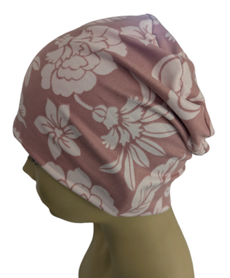 Spring Summer Energy Beanies - Rose and Light Pink Floral - Small / Medium and Large