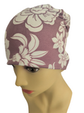 Spring Summer Energy Beanies - Purple and Cream Floral - Small / Medium and Large