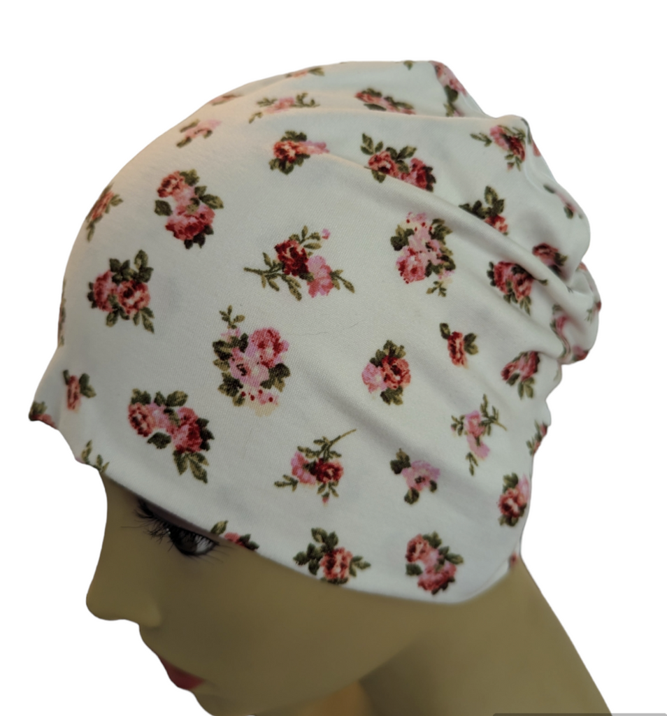 Energy Beanies - Small / Medium and Large Pink Flower Small Print St. Bart's