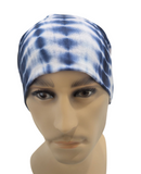Men's Collection - Organic Bamboo - Large - Tie Dye Navy Blue - Sleep and chemo cap... Buttery soft