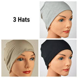 Cozy Collection - 3 hats - Organic Luxury Bamboo - Black, Gray, Cappuccino Tan - Small / Medium & Large - Hello Courage | Chemo Hats - Cancer Caps - Cancer Scarves - Headcovers - Cancer Beanies - Headwear for Hair Loss - Gifts for  Cancer Patients with Hair Loss - Alopecia