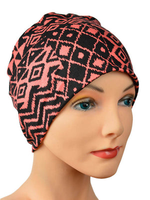 Cozy Collection - Papaya & Black - Hello Courage | Chemo Hats - Cancer Caps - Cancer Scarves - Headcovers - Cancer Beanies - Headwear for Hair Loss - Gifts for  Cancer Patients with Hair Loss - Alopecia