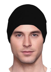 Men's Collection - Organic Bamboo - Black Sleep & Lounge Cap - Small/Medium & Large - Hello Courage | Chemo Hats - Cancer Caps - Cancer Scarves - Headcovers - Cancer Beanies - Headwear for Hair Loss - Gifts for  Cancer Patients with Hair Loss - Alopecia