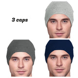 Men's Collection - 3 hats - Organic Bamboo - Light Gray, Dark Gray, Black - Hello Courage | Chemo Hats - Cancer Caps - Cancer Scarves - Headcovers - Cancer Beanies - Headwear for Hair Loss - Gifts for  Cancer Patients with Hair Loss - Alopecia