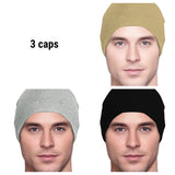 Men's Collection - 3 hats - Organic Bamboo - Khaki, Light Gray, Black - Hello Courage | Chemo Hats - Cancer Caps - Cancer Scarves - Headcovers - Cancer Beanies - Headwear for Hair Loss - Gifts for  Cancer Patients with Hair Loss - Alopecia
