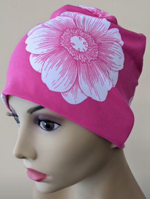 Energy Beanie - Fuschia Pink Flower - Small / Medium and Large