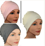 Cozy Collection - 3 Hats, Light Pink, Gray, Creamy White- Small / Medium and Large