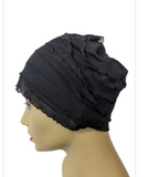 French Collection...Black Ruffle Super Soft Cap POPULAR