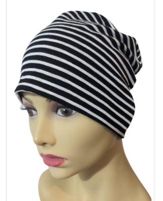 Energy Beanies Collection - Black Gray Stripes - Size Medium/Large