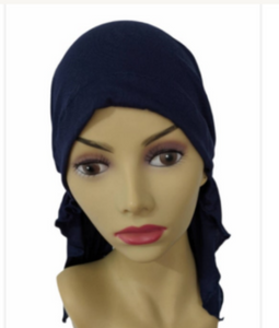 Pre-Tied Short Headwrap - Black Soft Bamboo Knit Fabric