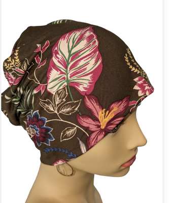 Spring Energy Beanies - Olive Green Beautiful Print - Small / Medium and Large